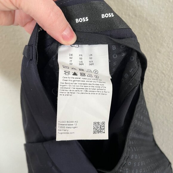 Hugo Boss Mens Navy Blue Virgin Wool Dress Suit Pants Size 36R - Picture 12 of 14